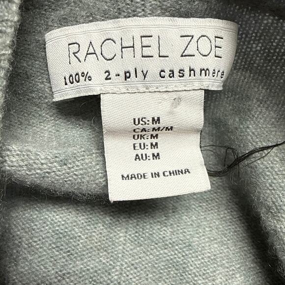 Rachel Zoe Sage Green 2 Ply Cashmere Sweater Size Medium Soft Luxury Split Hem - Picture 3 of 4